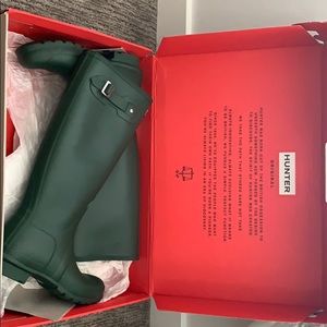 Green Hunter Boots Tall Matte